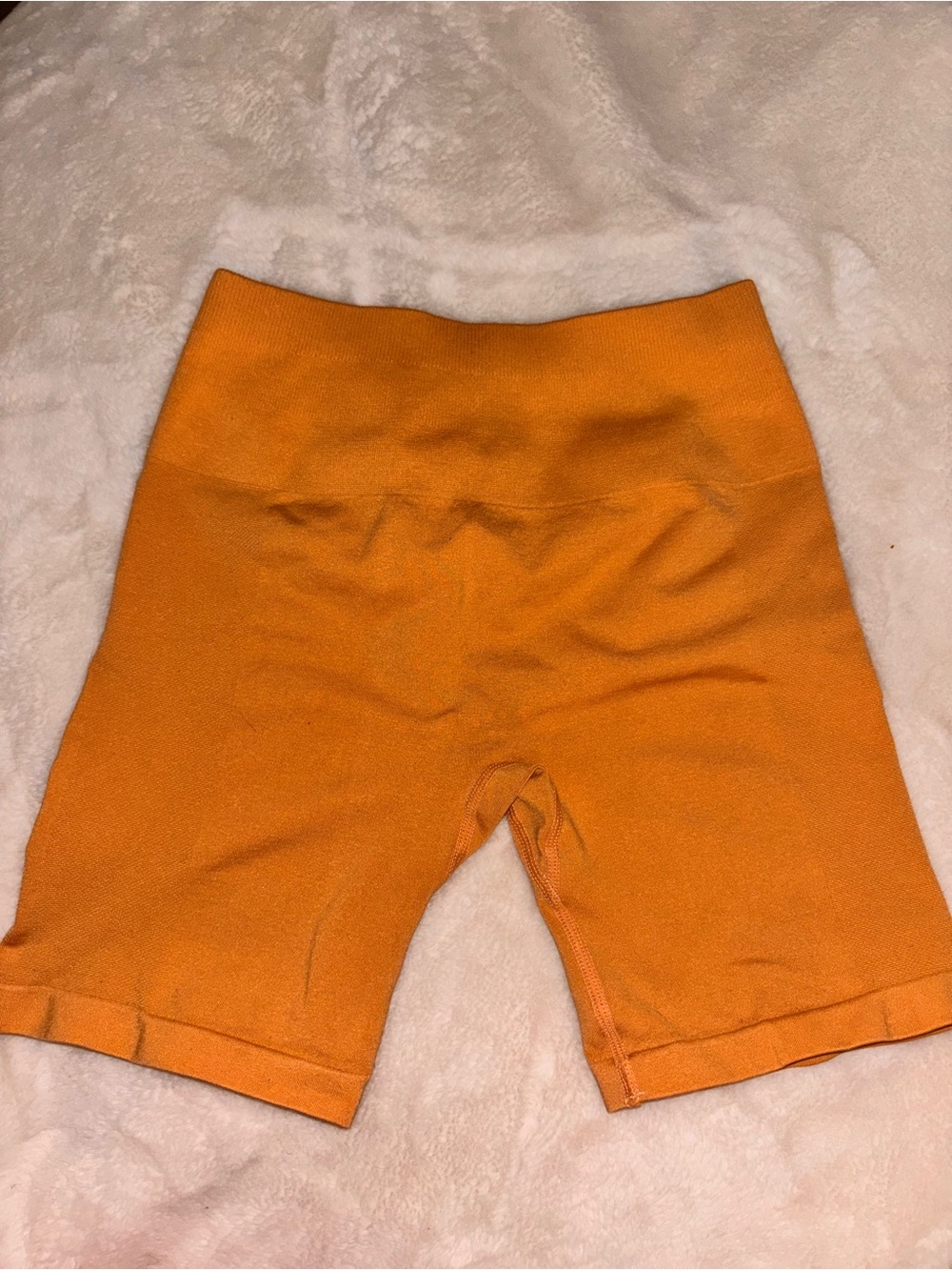 High-Rise Orange Women's Bike Shorts — Smooth Stretch